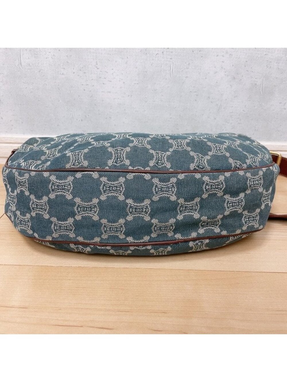 Celine Paris Macadam Denim Shoulder Bag Triomphe Hobo - Picture 3 of 8